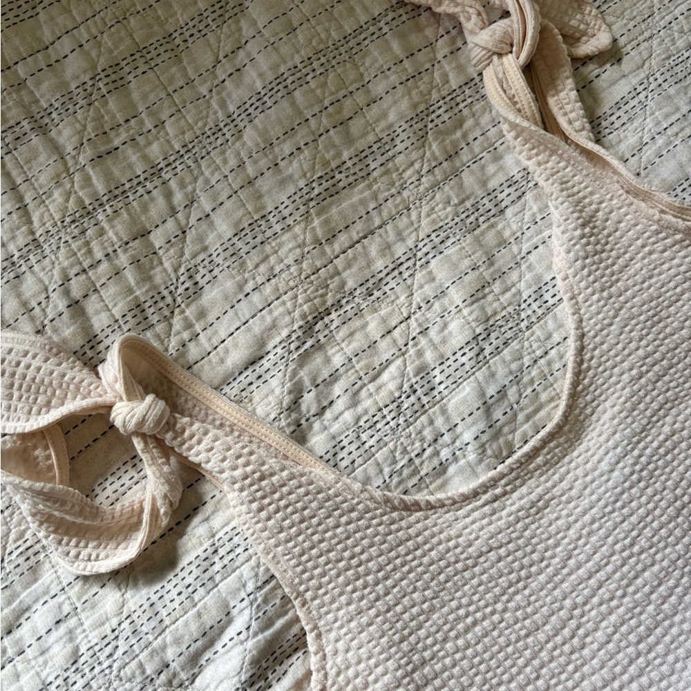 Urban Outfitters Cream Textured Romper